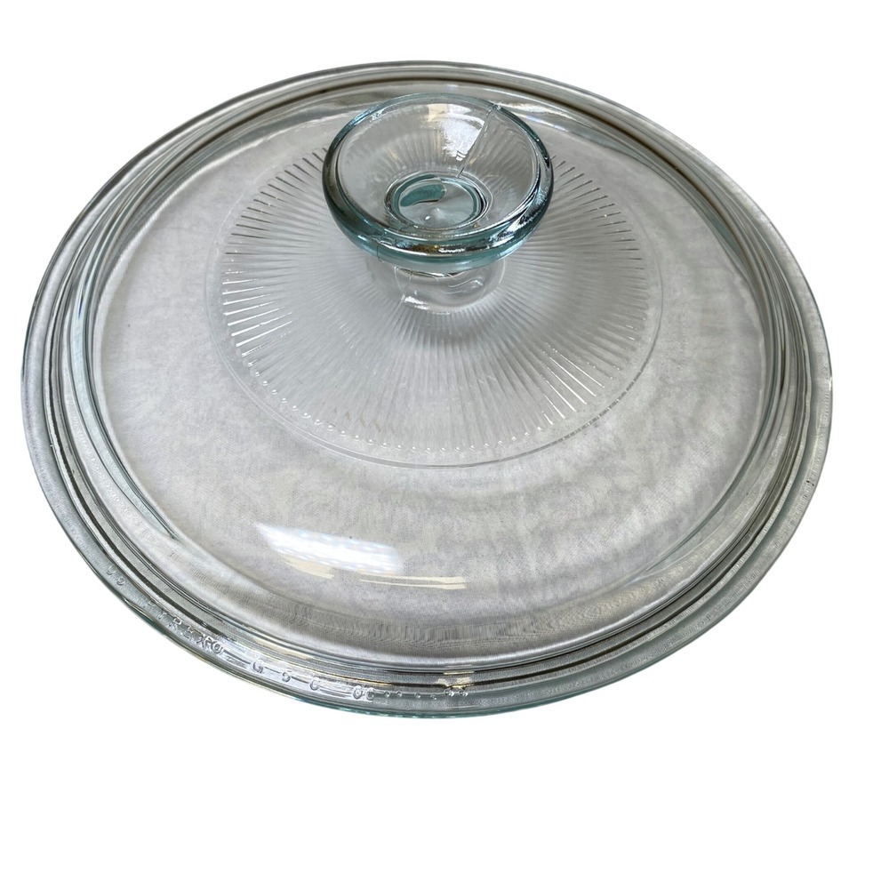 Vintage PYREX G-5-C Clear Glass Replacement Lid 7-3/4 Ribbed Round Casserole USA